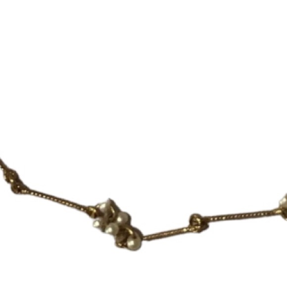 Gold Choker with Clusters of Pearl-looking Little White Beads - Picture 3 of 6